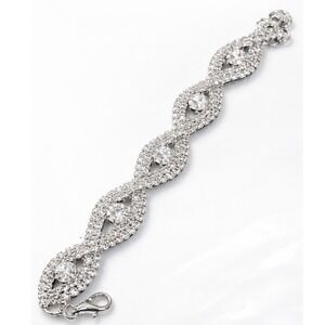 NWT Sparkling Silver Rhinestone Infinity Bracelet Glam Statement Jewelry